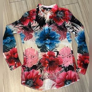 Guess floral lace top shirt blouse s black red pink blue
